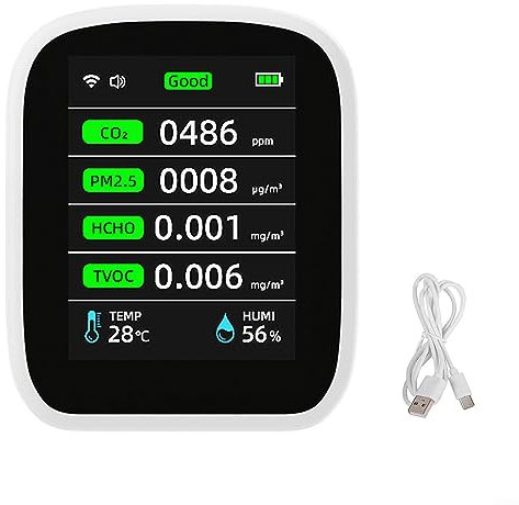 Misuratore di qualità dell'aria, 8-in-1 Misuratore di qualità dell'aria interna Sensore rilevatore di portatile WiFi Monitor qualità dell'aria per Tuya App Monitor in tempo reale per la casa