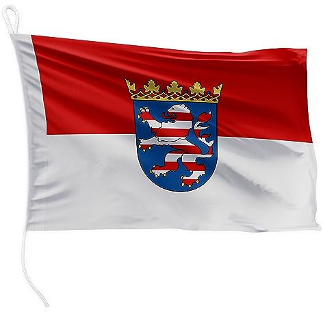 FLAGLY Premium Bootsfahne Hessen 20 x 30 cm - 115g/m² Stoffgewicht - gedruckt, robust mit Strick & Schlaufe, Bootszubehör Motorboot (20 x 30 cm - Hessen)