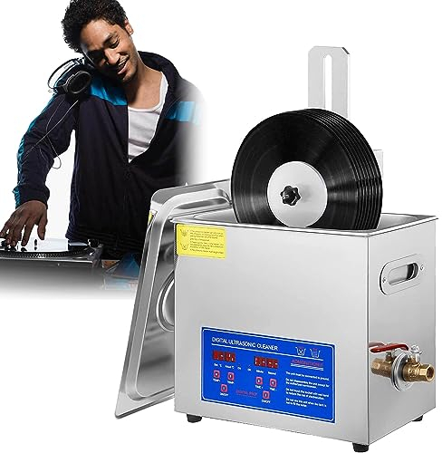 XDLYWUZIQ Ultraschall-Schallplattenreiniger, 6 L Tragbarer Ultraschallreiniger, Einstellbare Temperatur/Edelstahl 304, 180 W Ultraschall-Schallplattenreiniger Mit Wäscheständer Für Den Heimladen