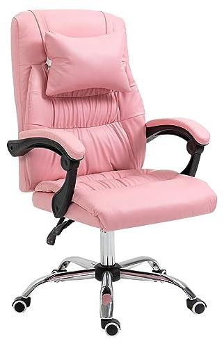 Panana Gaming Chair with Padded Armrest Pillow Recliner Adjust Seat Height Swivel Game Desk Chair (Pink, without Footrest)