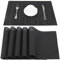 Belle Vous 6er Pack Schwarze Tischsets - rutschfeste und abwaschbare Platzdeckchen - Tischuntersetzer - Hitzebeständige und wasserfeste Platzsets - Für Küche und Esszimmer