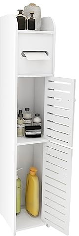 Meuble Salle de Bain,Meuble Toilette,Support pour Papiers Toilettes, Placard, Étagère Réglable-Rangements de Salle de Bain,Gain de Place,Petits Espaces-17 * 15 * 78cm