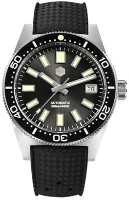 San Martin 62mas Edelstahl Taucher Herrenuhr NH35 Emaille blaues Zifferblatt Automatische Mechanische Wasserdichte Uhren, V 2, modisch