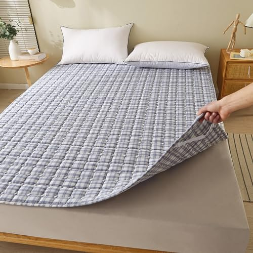 HAIBA Matratzenschutz 150x200cm Matratzenschutz mit Eckgummis Gurt matratzenpolster, Atmungsaktiv und Geräuschlos | Ultraweiche Gebürstete Mikrofaser bettlaken