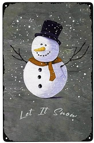 Metall-Blechschild Let It Snow, Vintage-Schild, Weihnachtsdekoration, lustige Dekorationen für Zuhause, Cafés, Büro, Geschäft, Kneipen, Bar, Restaurant, Metall-Blechschild, 14 x 20 cm
