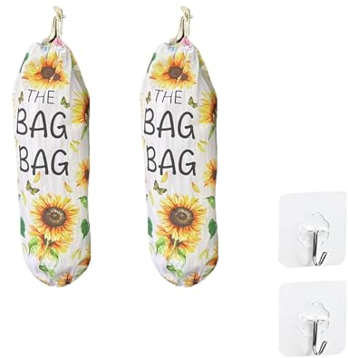 Meprotal 2 soportes para bolsas de girasol para cocina, organizador de bolsas de plástico grande, soporte de pared para bolsas de basura, organizador de contenedores, decoración del hogar, cocina, 22