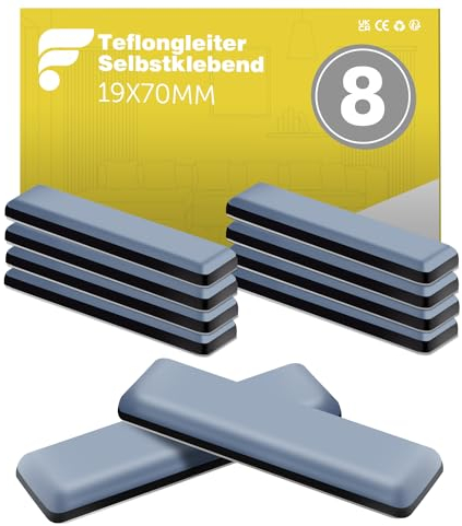 shinfly 8 Pezzi Scivoli per Mobili, Piedini per Mobili Autoadesivo in Teflon - 19 x 70 mm, Aiuta a Spostare Mobili Pesanti, Adatto a Sedie, Tavoli, Divani, Letti