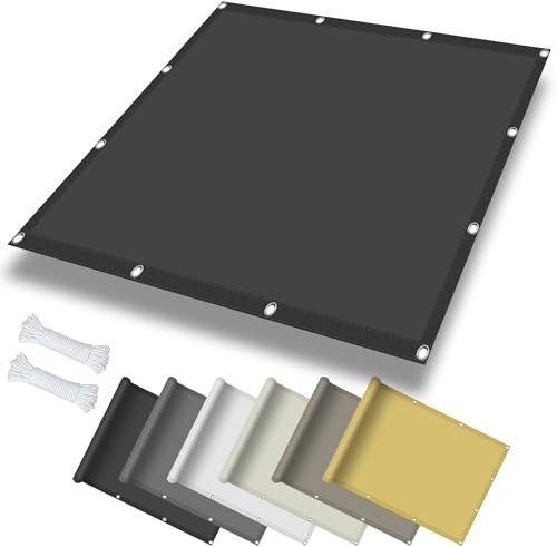 Sonnensegel Sonnenschutz Garten 4 x 8 m, Wasserdicht 98% UV Schutz Segeltuch Pergola inkl Befestigungsseile für Garten Terrasse, Dunkelgrau