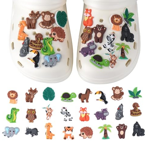 ZoeWei Schuh Charms, 24 Stück Tier Schuhe Ornamente DIY Schuh Aufstecker Abnehmbare Shoe Schmuck Schuhanstecker für Mädchen Frauen Jungen und Männer