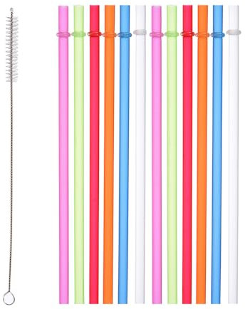 YAOSHENG Pailles réutilisables avec 1 brosse, pailles longues en plastique dur, pailles de rechange transparentes pour pailles à boire de 400 à 800 ml, 30 cm, multicolore (couleur composite, 30