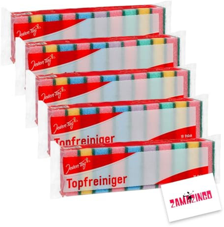 Jeden Tag Topfreiniger aus offenporigem Schaumstoff 10 STK. | mit Scheuerfläche für effektive Reinigung von Töpfen und Pfannen, langlebig ideal für Haushalt und Küche (5er Pack)