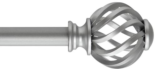 Widyana Verstellbare Vorhangstange, Gardinenstange Silber Erstellbare Länge mit Kappenknäufen und Halterungen für Esszimmer, Schlafzimmer, 70-235CM