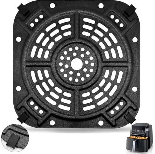 GXF Air Fryer Grill Pan for Ninja AF140UK Air Fryer 4-in-1 4.7L, 8.5''×8.5'' Air Fryer Accessories Tray Rack Grill Plate Crisper Plate Replacement Parts with Rubber Bumpers, Dishwasher Safe