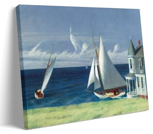 WANGLIDD Poster auf Leinwand The Lee Shore von Edward Hopper, Kunstdruck, Foto, Bild, Gemälde, Raumdekoration, Heimdekoration, Rahmen, 30 x 45 cm