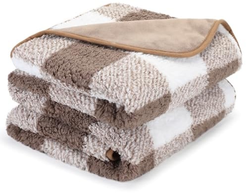 IDOGCHEW Hundedecke Wasserdicht 100x75 cm, Flauschige Flanell & Sherpa Haustier Decke, Geeignet für Katzen & Kleine bis Mittelgroße Hunde, Maschinenwaschbar - Braun