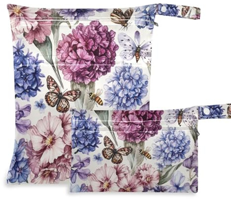 Oil Painting with Colorful Retro Flowers waterproof wet dry bag for breast pump parts 2 Pack travel essentials for baby with handles for yoga, yoga