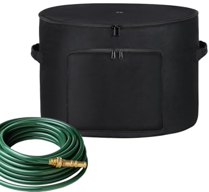 Dubbulon Garden Hose Storage Pot - Heavy-Duty Garden Hose Reel Container,Weatherproof Tool Organizer Bucket with Drain Holes Gardening Accessories for Backyard Patio Poolside