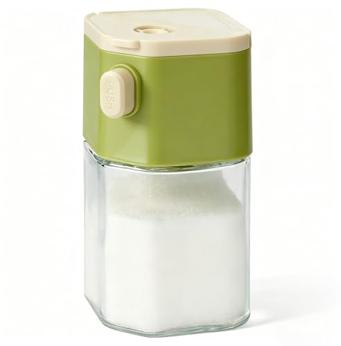 Ouboda 2 in 1 Multifunctional Seasoning Shaker, BPA Free, Dishwasher Safe, Glass Bottle, Shaker Green