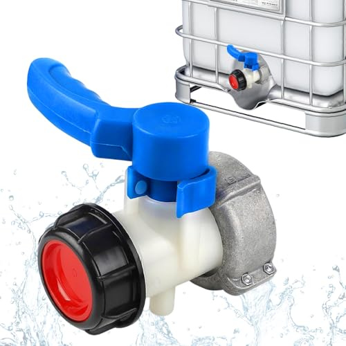 Mineup IBC Adapter Kugelhahn, IBC Container Klappenhahn DN50 75mm, IBC Tank Zubehör Tank Ablasshahn, Absperrhahn Auslaufhahn Klappenhahn für Container, Regentonne, Kanister, 1000L Wassertank