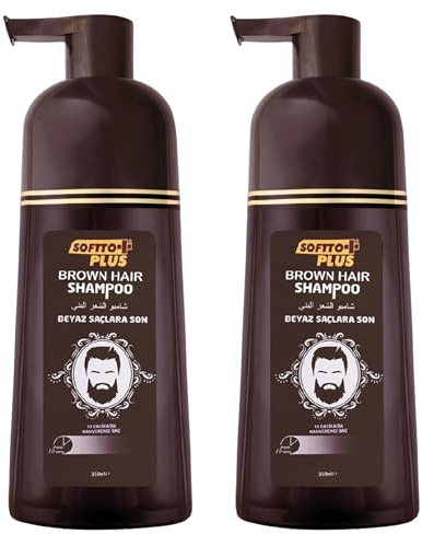 Softto+Plus Brown Hair Shampoo, Abdeckung weißer & grauer Haare in nur 10 Minuten, keine Flecken, inkl. Handschuhe, für Damen und Herren Braun (2)