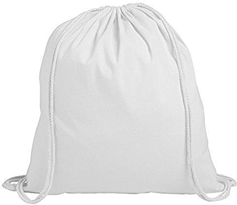 sin4sey 10er Set Baumwollbeutel Turnbeutel Baumwollrucksack Sportbeutel (weiß)