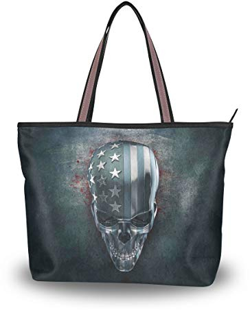 Große Schultertasche mit Totenkopf-Muster, Handtasche, Strandtasche für Damen und Mädchen, Mehrfarbig - multi - Größe: Large