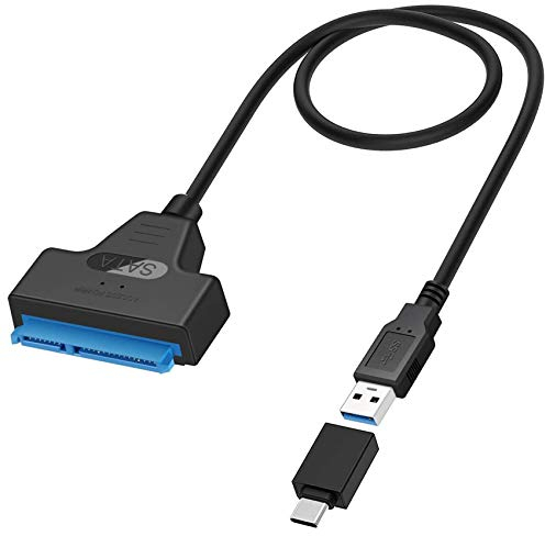 GeekerChip - Cable USB 3.0 a SATA 5 Gbps adaptador de disco duro de 2,5 pulgadas HDD/SSD convertidor USB a SATA III (regalo: adaptador USB C a USB 3.0)