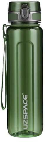 UZSPACE Botella de Agua Deportiva 500ml-750ml-1000m,Botella de Agua Tritan Ecológica y sin BPA. Reutilizable con Tapa a Prueba de Fugas para Correr, Gimnasio, Yoga, al Aire Libre y Acampar