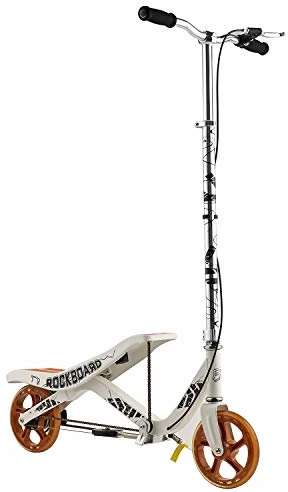 Rockboard RBX Trottinette avec Roue d'inertie, Trottinette à Bascule avec Amortisseur de Pression à Air avec Freins, Suspension Pneumatique, pour Enfants à Partir de 6 ans, Blanc
