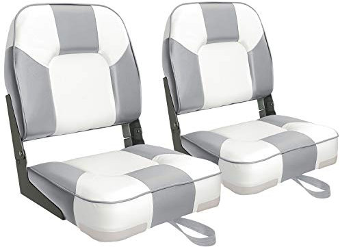 Leader Accessories 1 Paar Bootssitze, niedrige Rückenlehne, zusammenklappbar, 2 Sitze, D-Weiß/Grau.