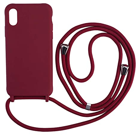 Ququcheng Funda Compatible con Samsung Galaxy A21S,Ajustable Collar Correa de Cuello Cordón Cuerda Carcasa TPU Bumper Silicona Skin Caso para Samsung Galaxy A21S-Rojo