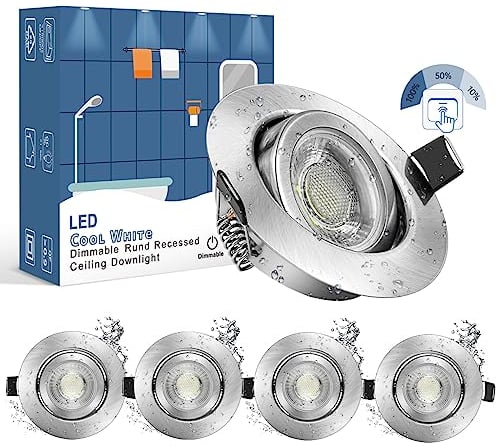 wowatt 5er 7W LED Einbaustrahler Bad 3 Stufig Dimmbar 700lm Hell Schwenkbar Flache Einbauleuchte LED Badeinbaustrahler IP44 6000K Kaltweiß Deckeneinbaustrahler Badezimmer AC 230V Ersetzt 70W Halogen