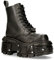 New Rock TANK083-C1 Stivali Unisex con Piattaforma in Vera Pelle Nera Stile Militare 46