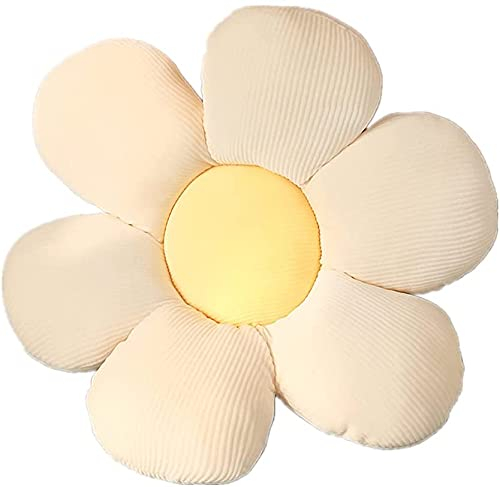 Zinsale Niedliches BlumenBodenkissen, Überwurfkissen, IndieRaumdekoration, Kissen für Teenager, Tweens, Mädchen, Plüsch, Stofftier für Kinder, Lesen, Necke,Schlafzimmer (40CM, Beige + Gelb)