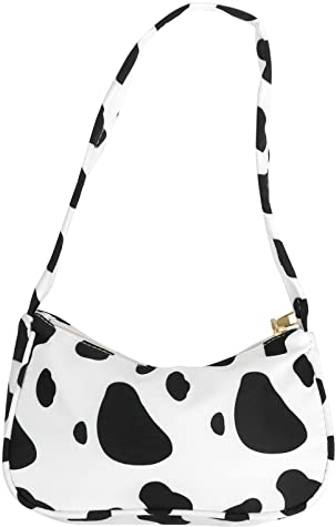 1stück Damen Umhängetasche Aus Pu Mit Kuhmuster Leichte Schultertasche Mit Reißverschluss Und Kettenriemen Stylische Handtasche Für Geldbörsen Handys Und Kosmetik