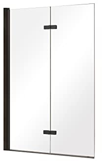VBChome Faltwand Duschwand 100 x 145cm Schwarz Duschabtrennung Spritzschutz Badewannenaufsatz Faltwand für Badewanne Modern Hoche Qualität