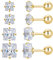 4 Pairs Screw Back Star Heart Square Round Stud Earrings Set, 18K Gold Plated Surgical Stainless Steel Cubic Zirconia Stud Earrings 3-6mm (Gold square CZ)