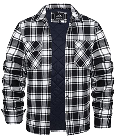 KEFITEVD Hemdjacke Herren Karo Jacke Freizeit Flanell Hemd Casual Kariert Baumwolljacke Warm Übergangsjacke Langarm Check Shirt Arbeitshemd mit Brusttaschen Schwarz 2XL