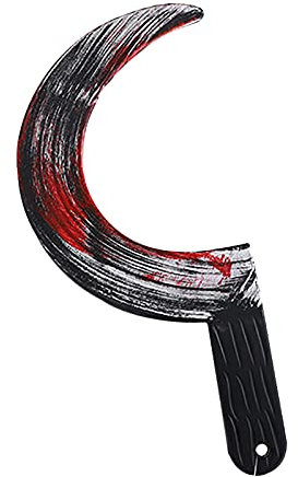 Cockjun Halloween Plastik Blutiges Messer, Simulation Kunstblut Saxt und Sichel Horror Halloween Kostüm Zubehör Requisiten für Jugendliche und Erwachsene (E)