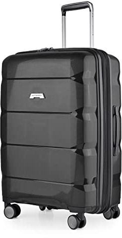 Hauptstadtkoffer - Britz - Hartschalen-Koffer Koffer Trolley Rollkoffer Reisekoffer Erweiterbar, TSA, 4 Rollen, 66 cm, 60 Liter, Schwarz