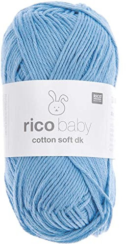 Babywolle Rico Baby Cotton Soft Dk | weich und pflegeleicht | Baumwollmischgarn zum Stricken und Häkeln (079 blau)