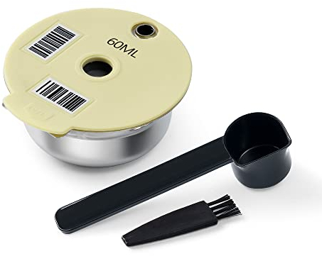 BENFUCHEN – Capsule à expresso rechargeable en acier inoxydable pour machine à café BENFUCHEN – Capsule Tas simo rechargeable avec couvercle en silicone et filtre en acier inoxydable, couleur blanc