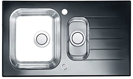 Kitchen Sink Made of Glass with a Single and a Half Bowl from Alveus Glassix Up 20 - Black - 1123823