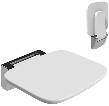 Sgabello Doccia Pieghevole a Muro，Sedile per Doccia da Parete Ribaltabile，Sedia da Doccia Disabili e Anziani （Bianco）