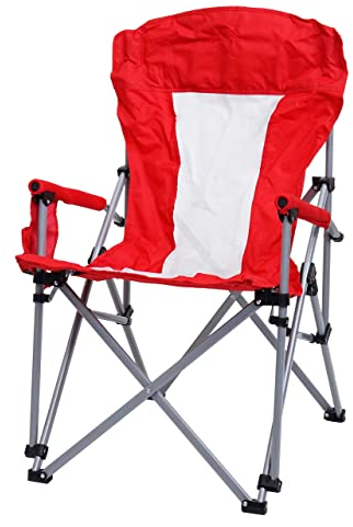 Mendler Campingstuhl HWC-L50, Klappstuhl Anglerstuhl Regiestuhl, waschbar Schutzhülle Stahl Stoff/Textil - rot