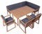 vanvilla Gartenmöbel Set Holz Sitzgruppe Gartenmöbelset Garnitur Terrasse Möbel Sitzgarnitur 1 Tisch 1 Eckbank 3 Sessel Auflage DUNKELGRAU