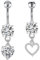 Longita 2 Stück Piercing Bauchnabel Herz Silber Edelstahl Bauchnabelpiercing Cz Piercing Bauchnabel 10mm Stablänge Für Damen Männer 14G