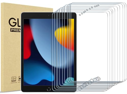 Procase 10 Verre Trempé pour iPad 10.2, iPad 9ème Génération 2021, iPad 8ème Génération 2020, iPad 7 ème Génération 2019, Film Protection d'Écran Screen Protecteur, Anti Rayures sans Bulles
