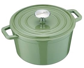 Berndes Bräter B.iron 3,75L mit Deckel - 24 cm - Gusseisen mit Emaillebeschichtung - Kochtopf zum Schmoren und Braten - Induktionsgeeignet - für alle Herdarten - Grün