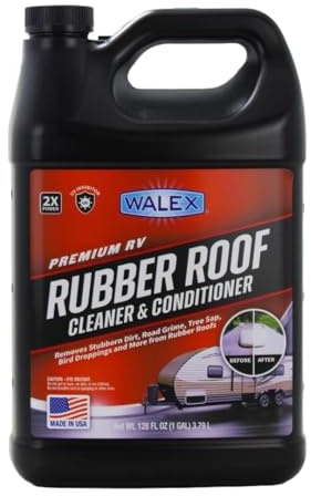 Walex RV Rubber Roof Cleaner/Conditioner - Removes Dirt, Road Grime, Tree Sap, Bird Droppings & More, Conditions RV Roof After Application; Great for RVs, Campers, Motorhomes, & Trailers, 1 Gallon